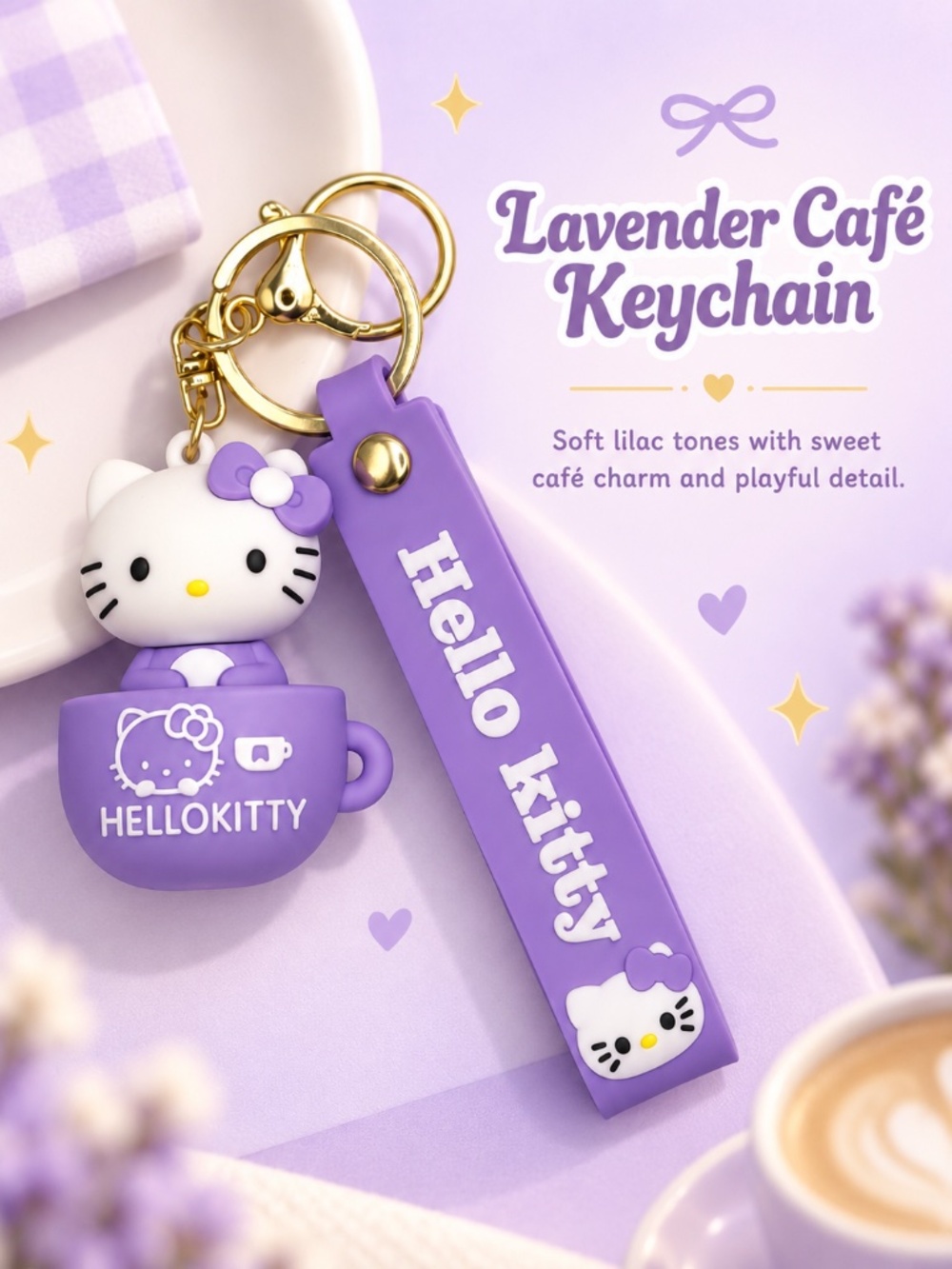 Lavender Cafe Keychain